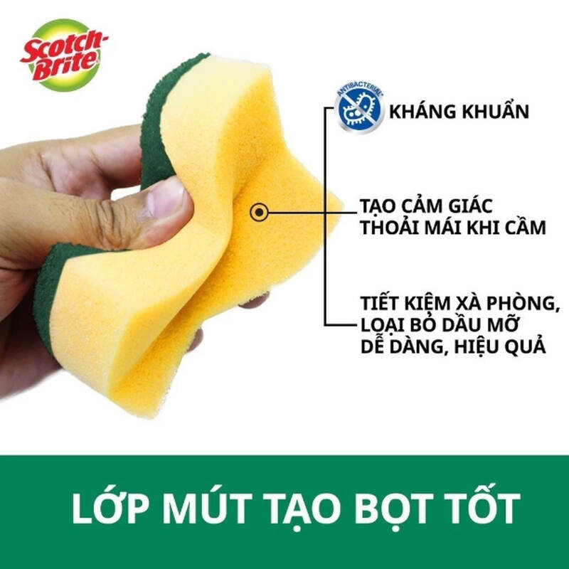 Scotch-brite™ cước siêu sạch có mút - 115 mm x 70 mm - Gói 3, , large image number null